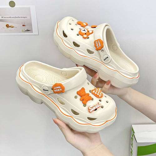 New women's Crocs  summer thick-soled Korean style fashion outer wear casual beach shoes foreign trade cross-border wholesale