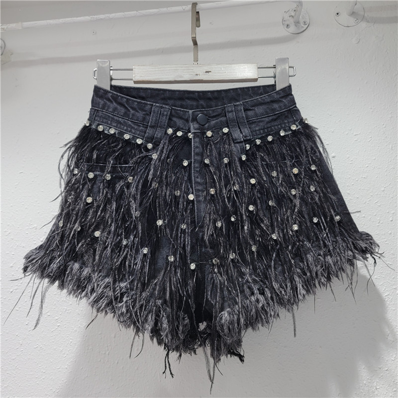 Pantalones Cortos de Mezclilla con Flecos y Pedrería