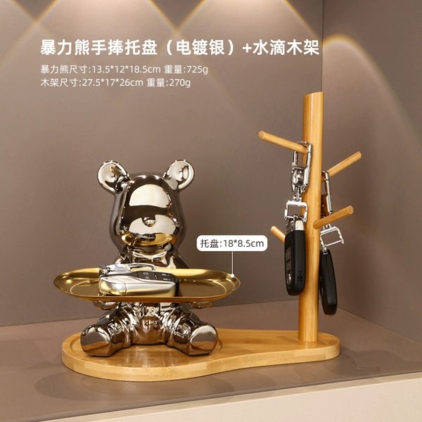 Silver Violent Bear + Upgraded Water Drop Wooden Stand