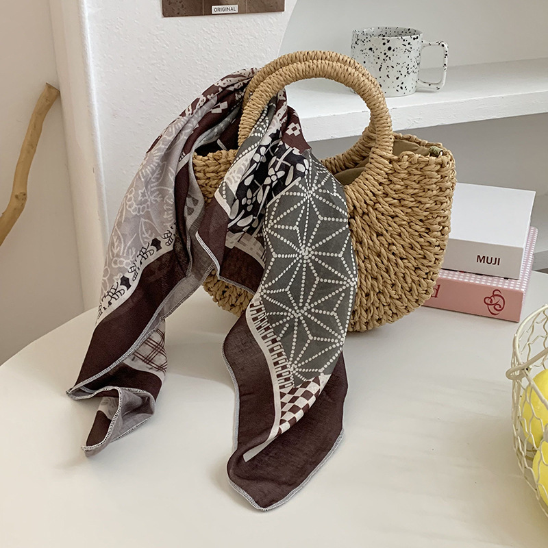 Cintas para el cabello, nueva impresión de letras coreanas, bufandas de seda, decoración profesional para mujeres, bufandas con bufandas cuadradas