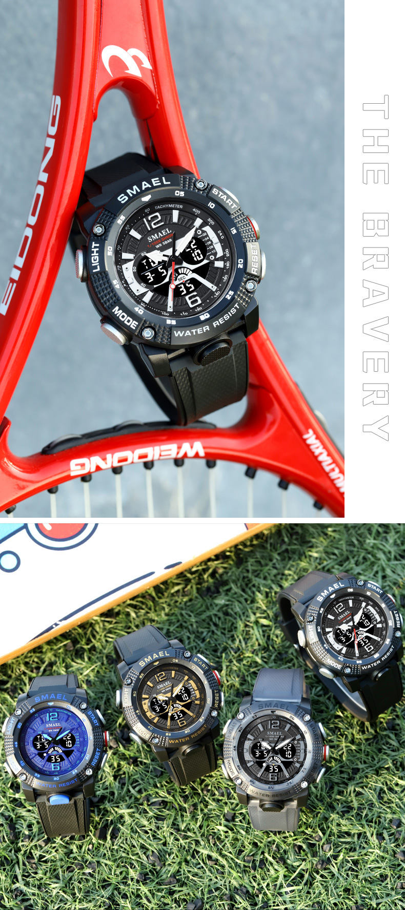 New Hot SMAEL Smart Leisure Waterproof Digital Dual Display Outdoor Sports Multi Functional Glow Men's Watch_voghion.com