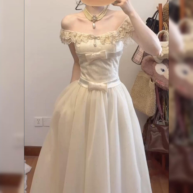 Sweet and Elegant Dress for Rich Girls, Summer Beauty Princess Dress with Small Flying Sleeves and Waist-Cinching Long Skirt