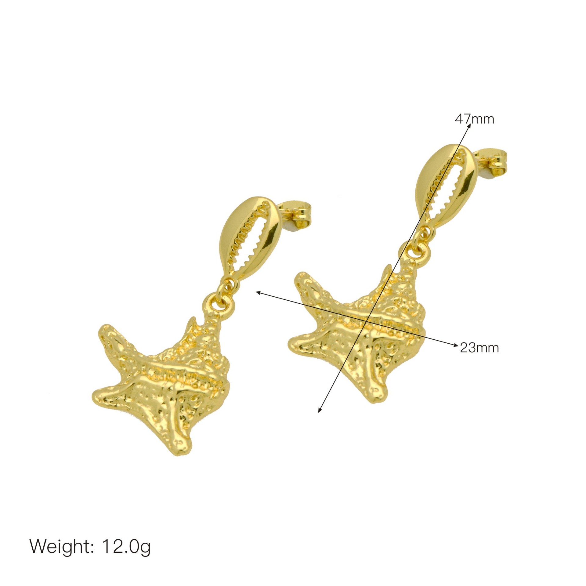 11g Weight Copper Ear Needle Material Drop Earrings Classification 1 Pair Quantity Holiday, Banquet Occasion Copper Material Starfish, Shell Pattern All Seasons Season Women's Gender Plating Design Casual, Elegant, Lady Style 1 Pair Casual Elegant Lady Starfish Shell Plating Copper Drop Earrings 8