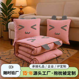 抱枕被子两用 车载家用卡通抱枕被LOGO礼品厂家批发汽车毛毛虫