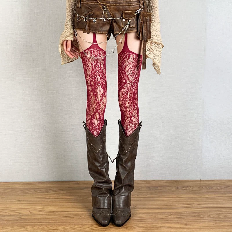 Summer Retro Tights (Women) — Lace Fishnet, One Size, Multiple Patterns