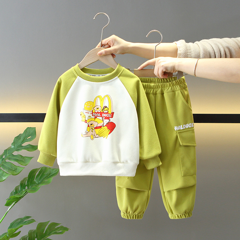 7721 Traje de primavera para niños 2025 Nuevo estilo para niños Ropa de celebridades de Internet de estilo occidental para niños Traje de dos piezas de primavera y otoño para bebés