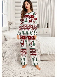 (Cross-border trading), Christmas autumn cute pijama, flower arrangements, set, European style, print