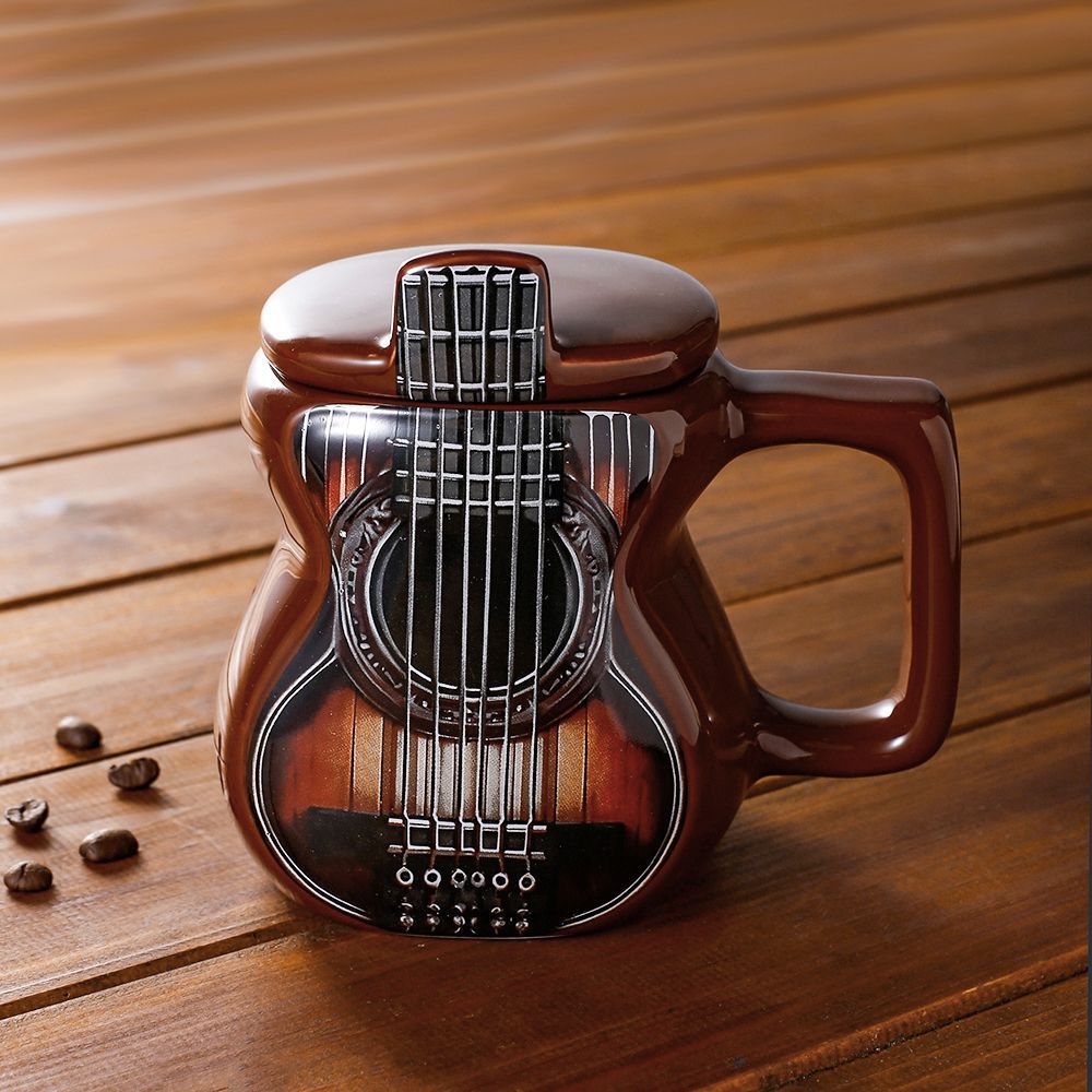 Nuevas tazas de cerámica de guitarra transfronterizas tazas de café creativas tazas de agua tazas de pareja regalos de cumpleaños