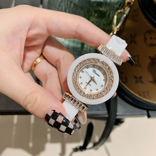 dinimi輕奢女士手表陶瓷表帶女款手表時尚精美防水手表石英手腕表