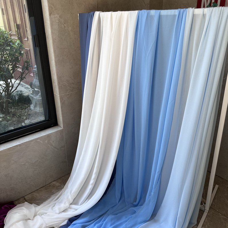 Sky Blue Gray Blue light blue Translucent Chiffon Wedding Blue Veil Clear Cloth Veil Scene Layout