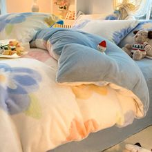 学生牛奶绒四件套双面加绒珊瑚绒秋冬季加厚保暖宿舍被套三件套2m