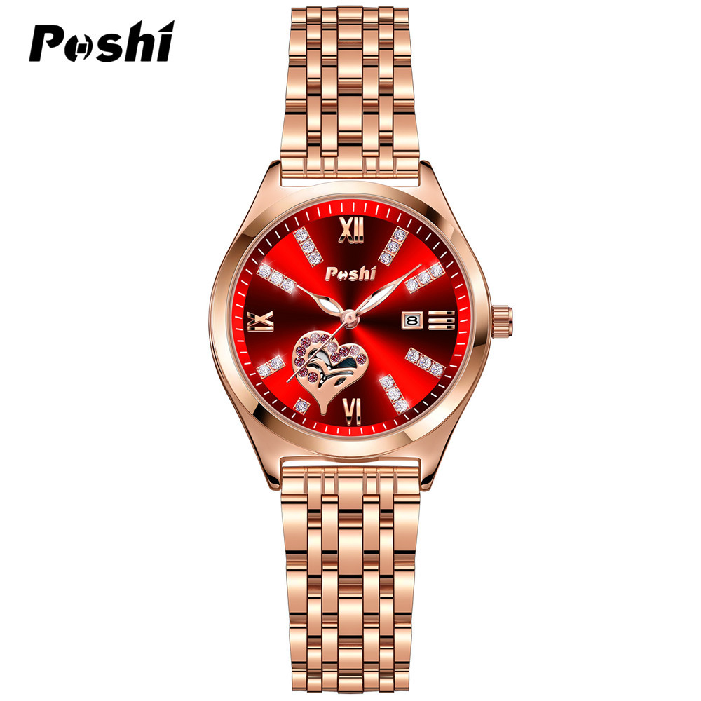 Poshi Venta caliente reloj de mujer estudiante femenina impermeable calendario luminoso diamante incrustado romano digital Reloj de mujer TikTok caliente