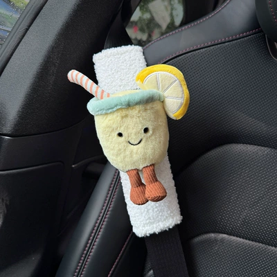 Sürətlər qutusu və əl tormozu başlıqları Car Seatbelt Shoulder Protector - lemonade-white-plush-shoulder-cover