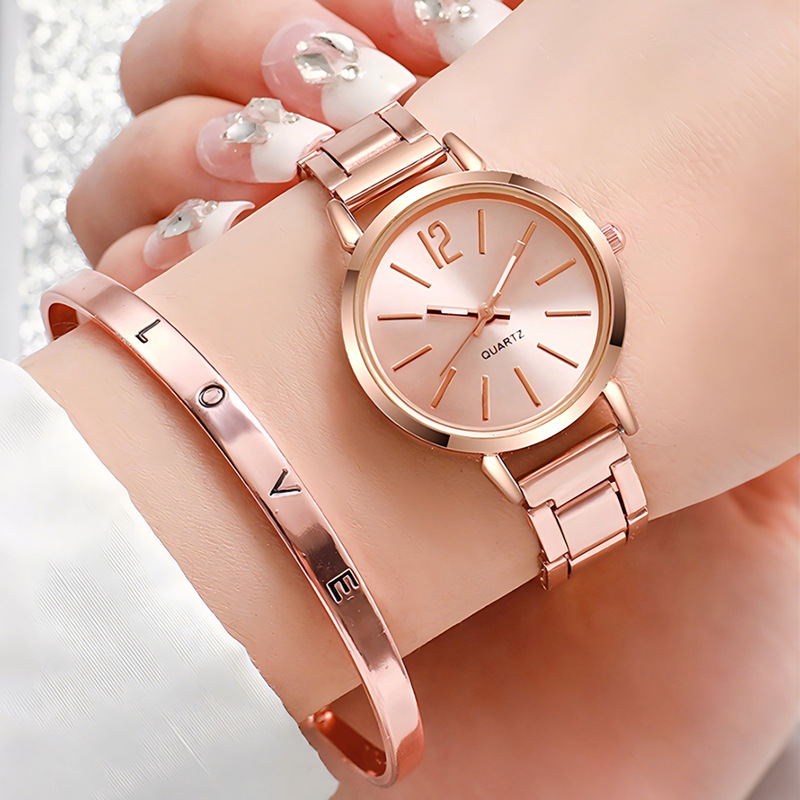 [Store Watch and Bracelet Set] New Stainless Steel Watch Strap, High-Looking, Stylish and Simple Women's Quartz Watch