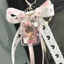 芭蕾爱心少女蝴蝶结奶蓝缎带包挂件新款挂链可爱多元素丝带钥匙扣