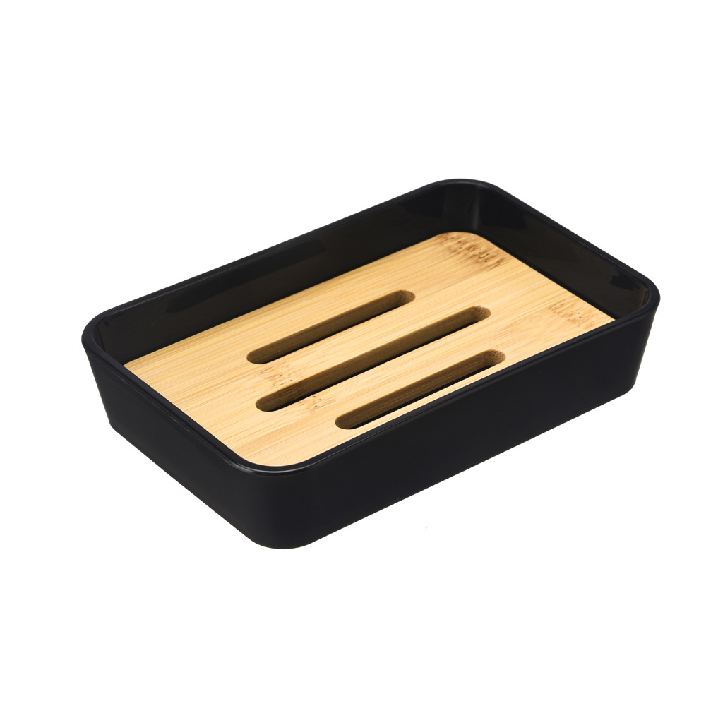 Jabonera con Drenaje para Baño Plástico PP y Bambú Biodegradable, Con Drenaje para Baño Doméstico image 2