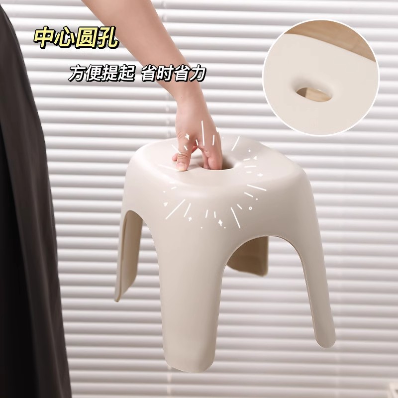 【New Model】Small Plastic Stool for Home Use, Thickened for Living Room Coffee Table, Bathroom Shower Stool, Household Use