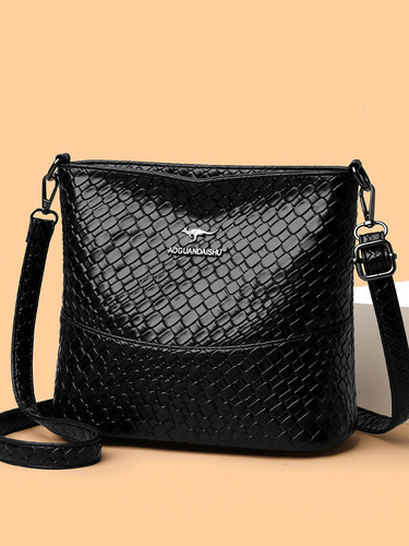 Cross-border new trendy minimalist bucket bag fashion woven new fashion retro patchwork shoulder crossbody bag for women