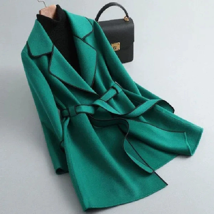 Double‑faced wool coat, cashmere blend, Korean mid‑length winter jacket