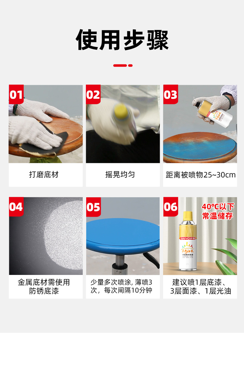 Sanhe Automatic Spray Paint Hand-Operated Self-Spray Metal Anti-Rust Paint Wood Paint Car Household White Spray Paint Wholesale