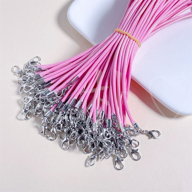 2 ミリメートルカラーワックスロープブレスレットダブルヘッドロブスタークラスプストラップ diy アクセサリーシミュレーションミニスクールバッグウォーターカップペンダントロープバックル|undefined