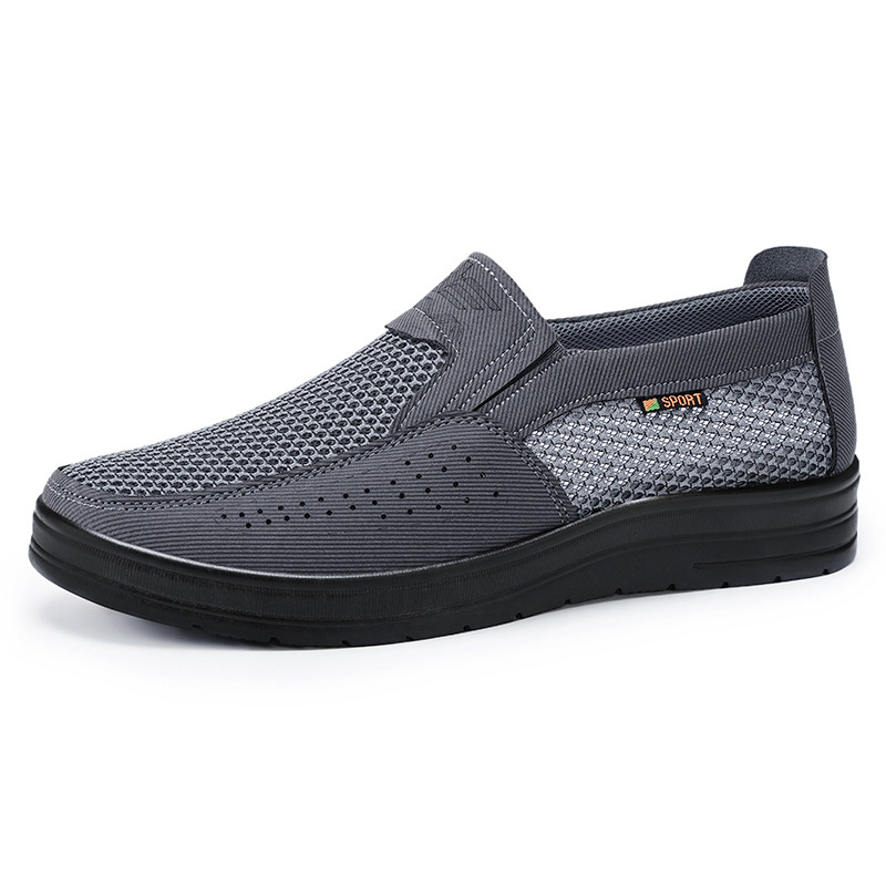 Zapatos casuales de primavera para hombre, zapatos de hombre al por mayor, zapatos de tela estilo Pekín, zapatos de malla ligeros, zapatos de papá de boca baja.