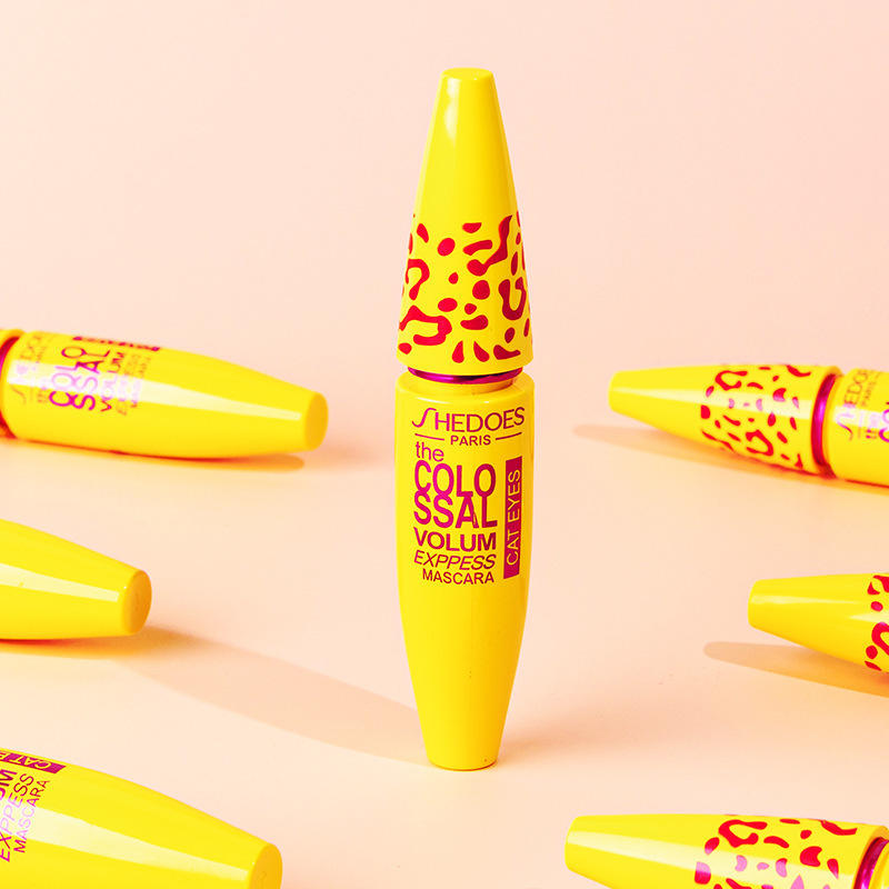 Shedoes tubo de plátano amarillo estampado de leopardo largo y grueso rímel tridimensional en línea recomendar ventas directas de fábrica