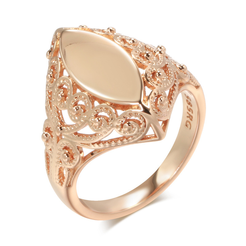Vintage National style jewelry smooth plated 585 rose gold ring cross-border hot horse eyes ladies ring wholesale