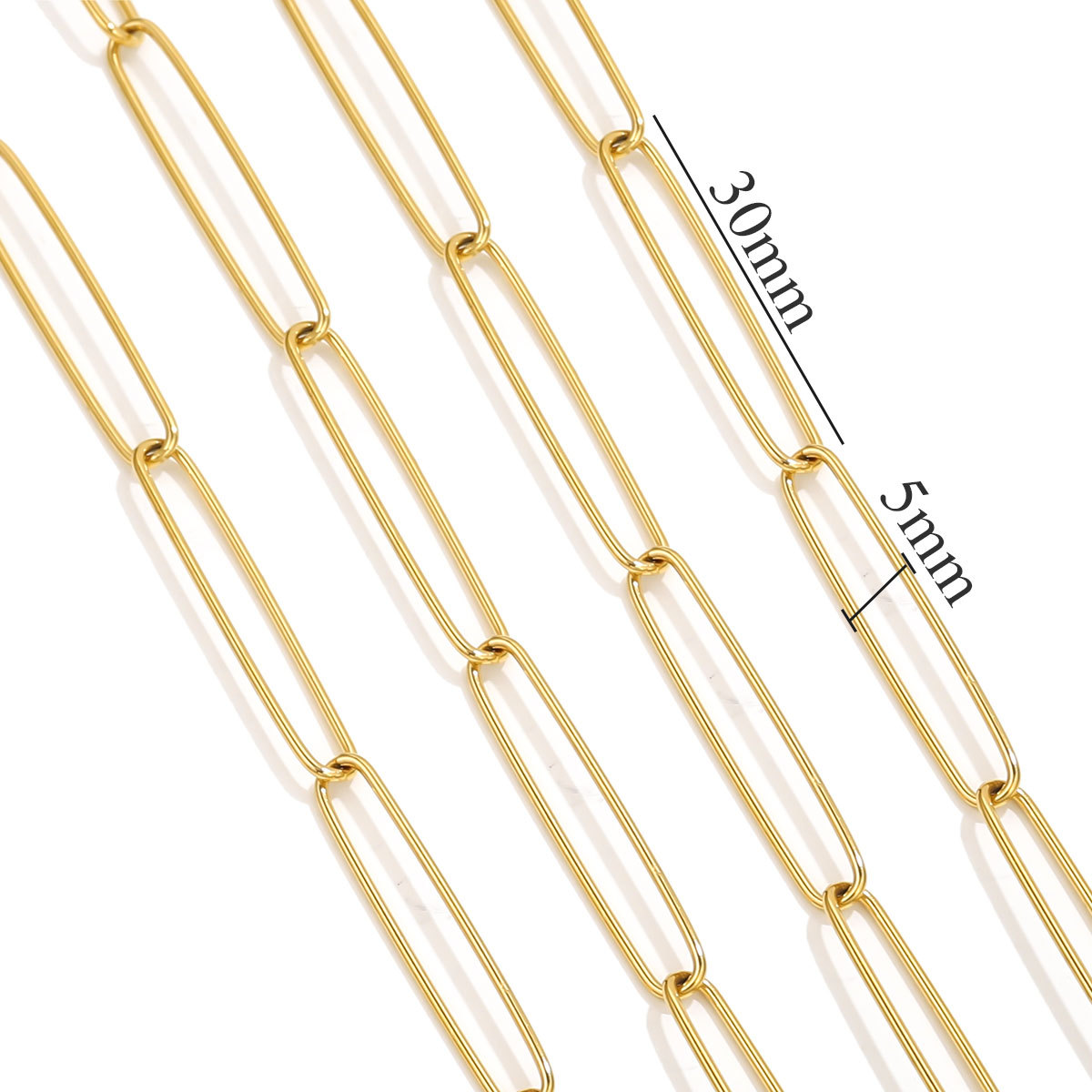 Acero inoxidable PVD chapado en oro oro cadena de cadena cruzada súper larga collar de bricolaje pulsera accesorios de joyería cadena al por mayor