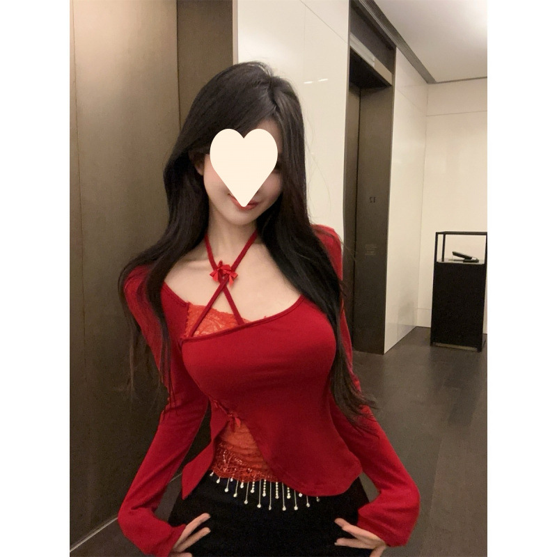 Lace silk body-friendly spring sexy long-sleeve