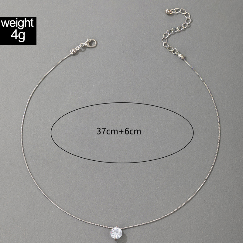 simple transparent invisible fish line zircon necklace diamond-studded clavicle chain female
