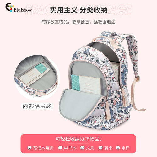  New Korean Style Large Capacity Middle and High School Student Backpack for Girls Cute Print University Computer Bag Dual Shoulder Backpack