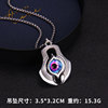 Retro blue pendant hip-hop style, necklace stainless steel, European style, punk style, wholesale