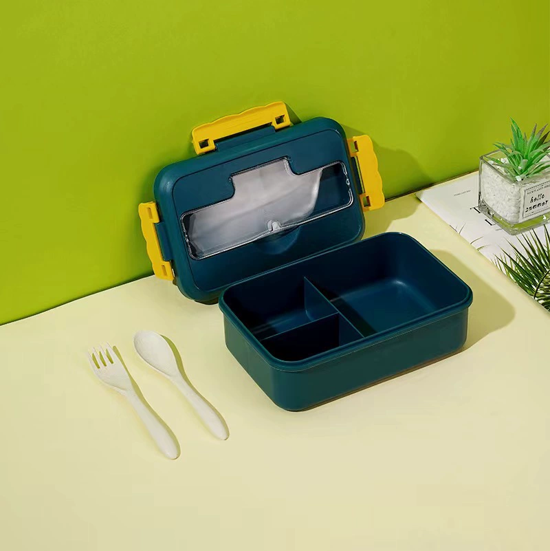 Ланчбокс для студентов Bento, 3 отделения, микроволновый ПП с прибором (ложка/вилка/палочки)