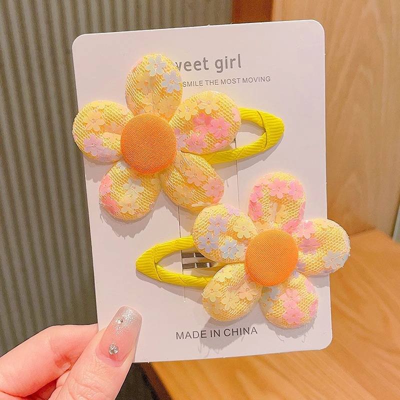 Hermosas flores para el cabello para niños coloridos dulces pinzas de cabello laterales pinzas de frangeas niñas pinzas de cabello trituradas adornamientos para el cabello