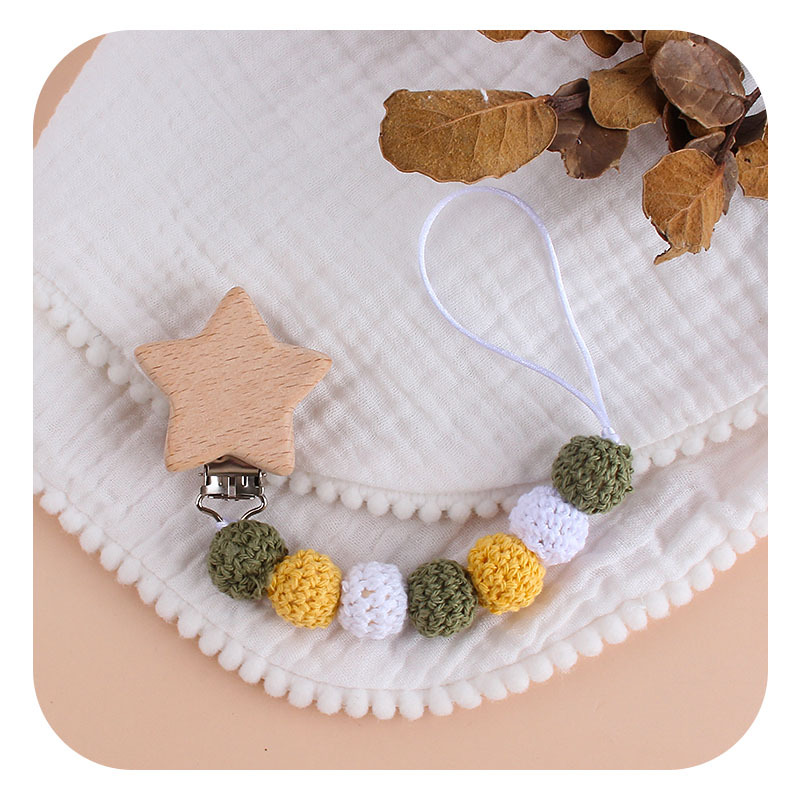 Amazon nuevo bebé suministros DIY creativo Haya estrella de cinco puntas pezón clip de lana bola pezón Cadena de juguete