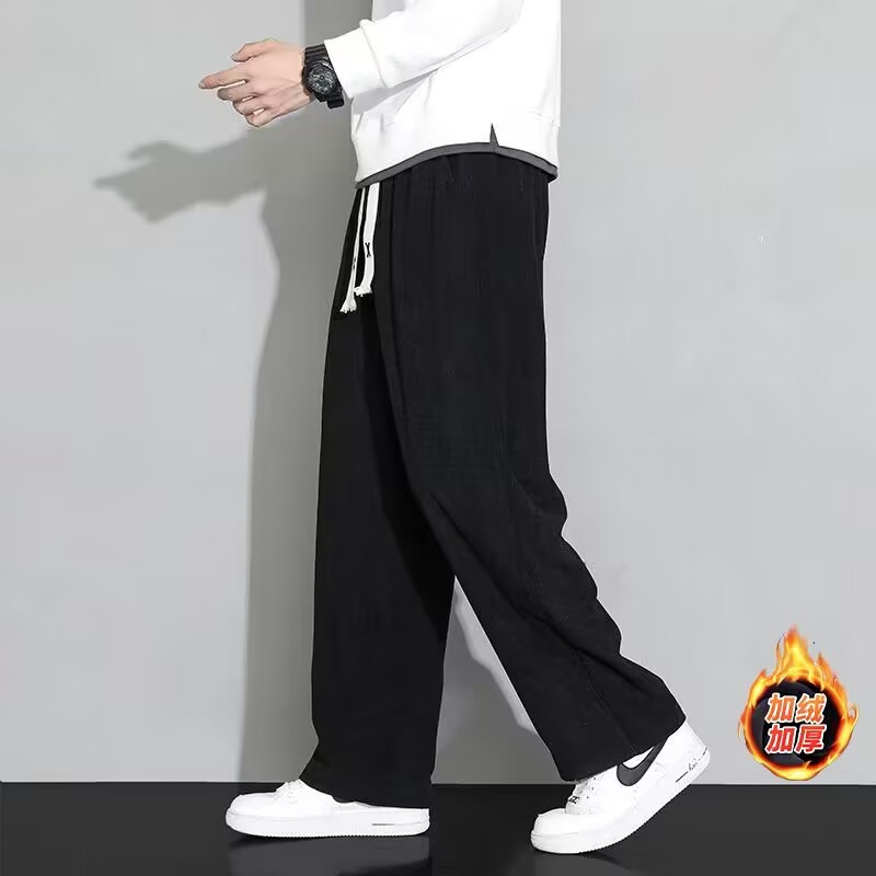 Pantalones de pana de los hombres de primavera y otoño invierno drapeado suelto pantalones de chándal rectos pantalones de pierna ancha pantalones casuales deportivos