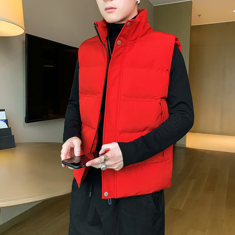Chaleco cálido de otoño y invierno transfronterizos masculino chaleco de color sólido marca de moda coreana para hombres de hombro grande chaqueta de pareja image 7
