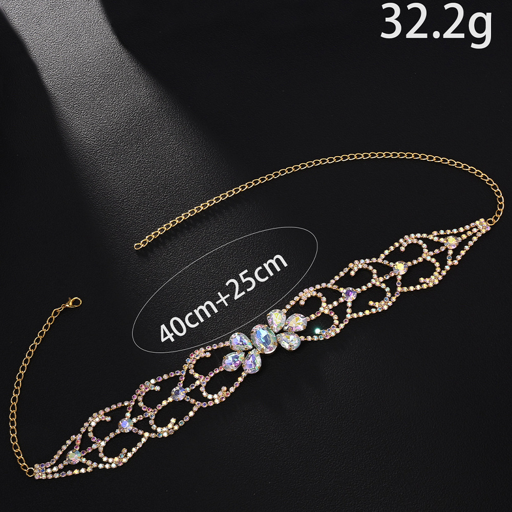 Bohemia color gota de agua correa de cabello moda cadena de cabeza de diamante cadena de cabello accesorios de diseño Headwear