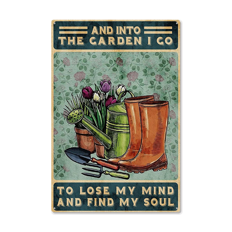 Pintura de hojalata pastoral Flor antigua retro Arte de hierro Pintura colgante pequeña Jardín al aire libre Balcón Decoración de pared Colgante transfronterizo