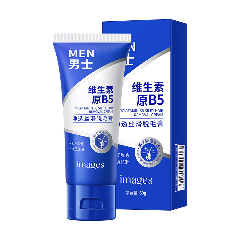 Imagen de belleza vitamina B5 limpia y suave crema de eliminación de pelo para hombres, investigación especial para la textura de la piel de seda suave depilación