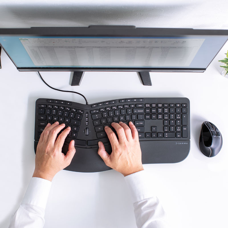 Japan Sanwa Wired/Bluetooth Keyboard Ergonomic Charging Tablet Pad Office Gaming Business Wrist Rest