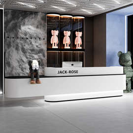 公司前台接待台烤漆简约弧形吧台美容院台球厅酒店柜台收银台