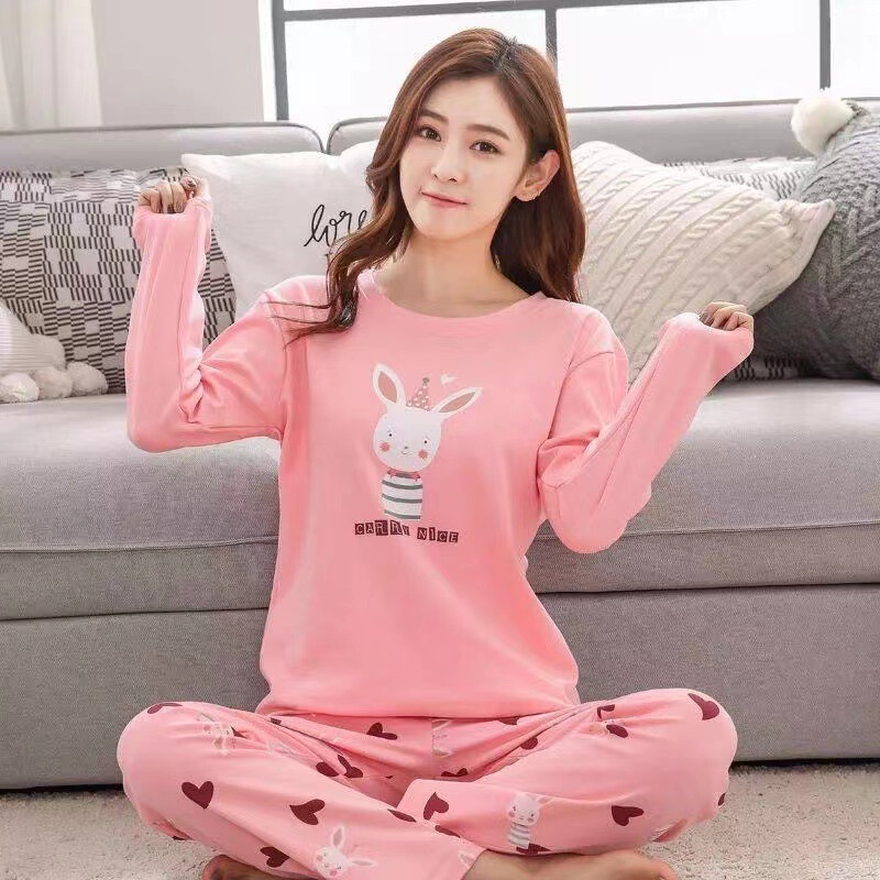 Pajamas Women's Spring Autumn and Winter Cute Long Sleeve Korean Style Sweet Princess Style Large Size Student Thin Home Clothes Two-piece Suit Pajamas Women's Spring Autumn and Winter Cute Long Sleeve Korean Style Sweet Princess Style Large Size Student Thin Home Clothes Two-piece Suit