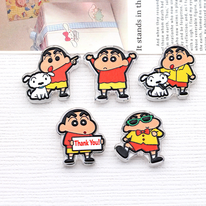 Double-Sided Patterned Acrylic Beads with Crayon Shin-Chan and Shiro Designs for Phone Chains and Keychains Double-Sided Patterned Acrylic Beads with Crayon Shin-Chan and Shiro Designs for Phone Chains and Keychains