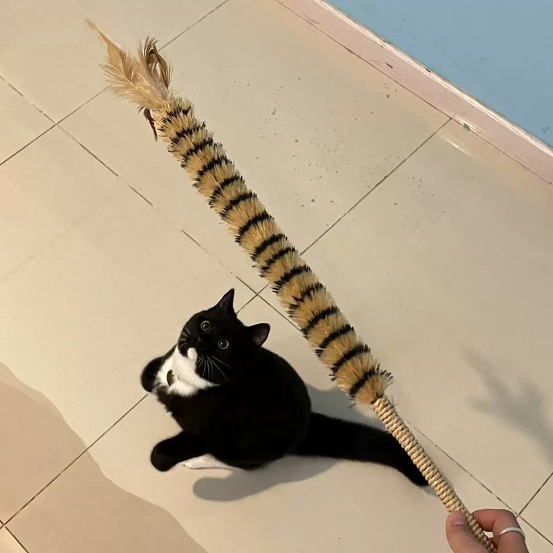 仿真鸡毛掸子逗猫棒羽毛麻绳手柄耐抓咬自嗨解闷消耗体力宠物用品|undefined