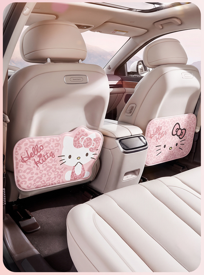 Car anti-kick mat for the rear seat, cute cartoon KT cat, 2026 new model, children's car anti-dirt and anti-wear mat, car interior decoration