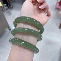 工場卸売り東陵玉ブレスレット女性の手飾り自然風平条ほうれん草色卸売り直播間正円条