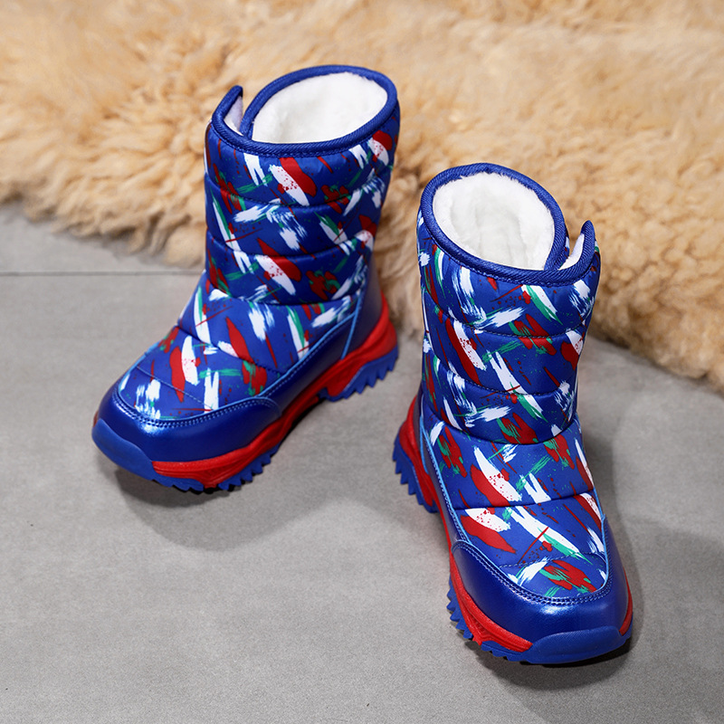 Botas de nieve para niños 2025 invierno nuevo calentamiento de algodón de invierno más vello grueso impermeable antideslizante para estudiantes de primaria