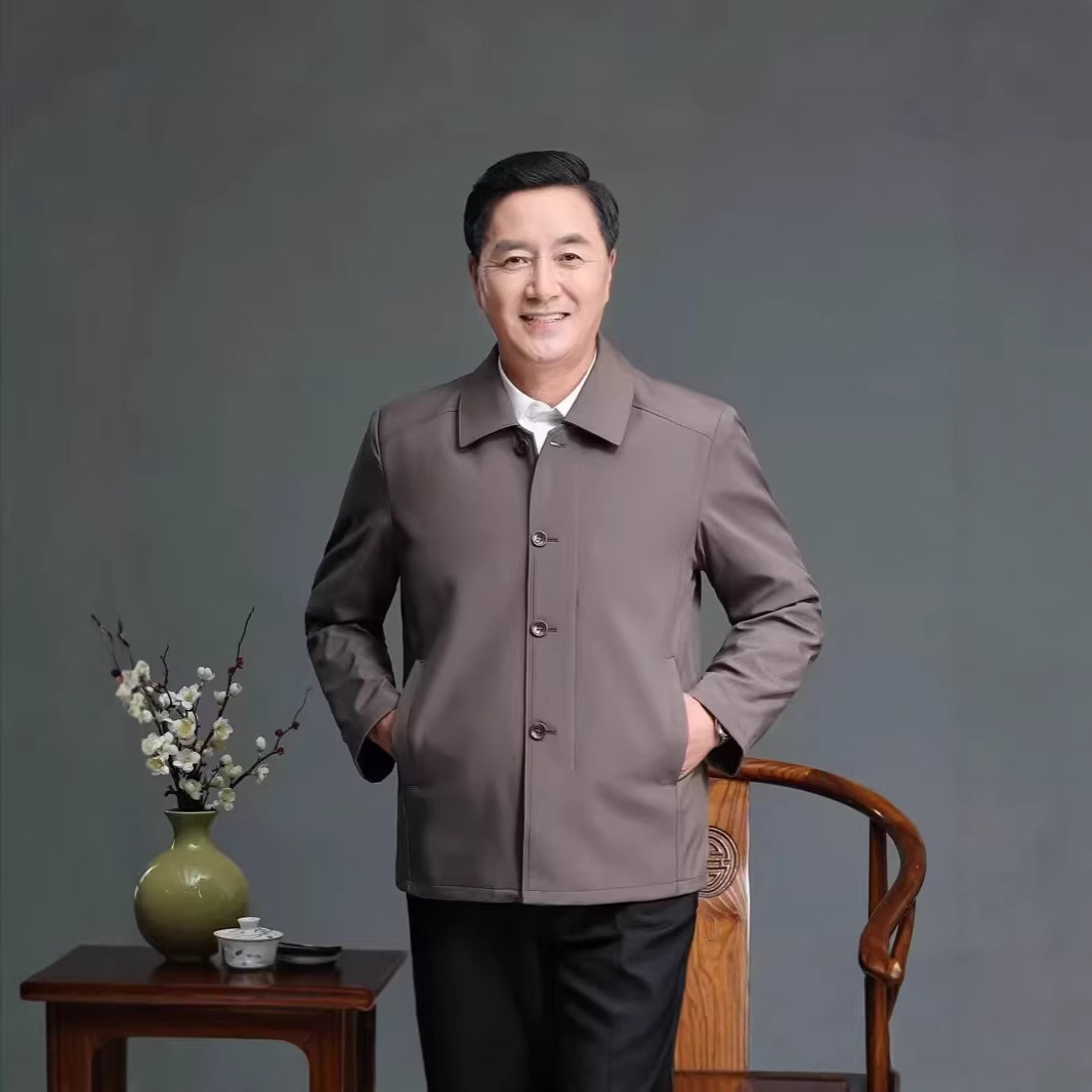 중장년 남성 봄가을 루즈핏 터틀넥 재킷 통기성 긴팔 캐주얼 아빠 외투